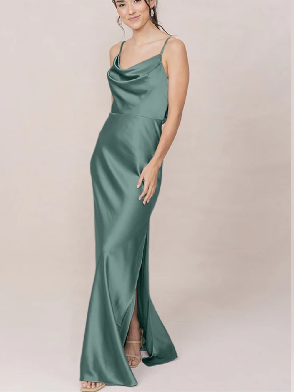 Revelry Nadia Satin Dress in Rosemary